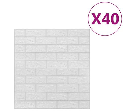 Tapet de perete autocolant 3d, 40 buc., alb, 2 image