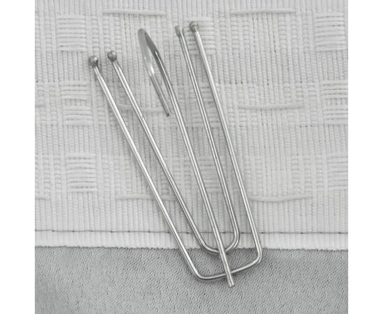 Draperii opace aspect pânză, cu cârlige, 2 buc, gri, 140x175 cm, 3 image