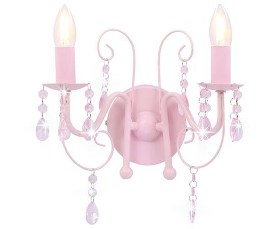 Lampă de perete cu mărgele, roz, 2 becuri x e14, 3 image