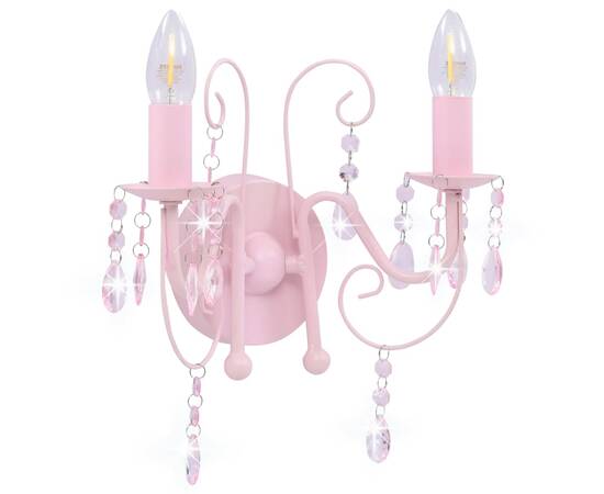 Lampă de perete cu mărgele, roz, 2 becuri x e14, 2 image