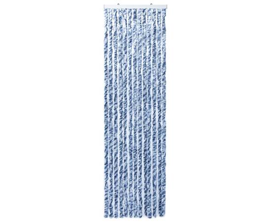 Perdea de insecte, albastru, alb, argintiu, 56x185 cm, chenille, 3 image
