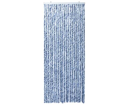 Perdea de insecte, albastru, alb, argintiu, 90x220 cm, chenille, 3 image