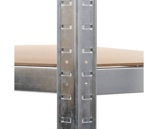 Raft rezistent cu 5 niveluri, 10 buc., oțel argintiu și lemn, 8 image