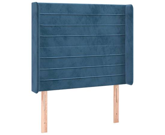 Tăblie de pat cu led, albastru închis, 83x16x118/128cm, catifea, 3 image
