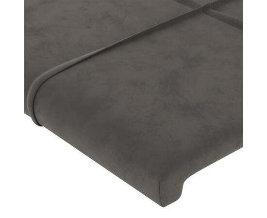 Tăblie de pat cu led, gri închis, 93x16x78/88 cm, catifea, 5 image
