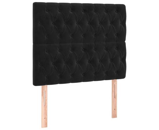 Tăblie de pat cu led, negru, 100x7x118/128 cm, catifea, 4 image