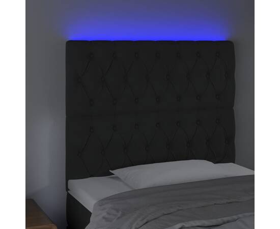 Tăblie de pat cu led, negru, 100x7x118/128 cm, catifea, 3 image