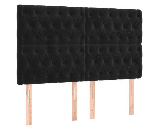 Tăblie de pat cu led, negru, 160x7x118/128 cm, catifea, 4 image