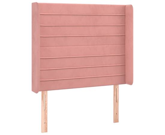 Tăblie de pat cu led, roz, 83x16x118/128 cm, catifea, 3 image
