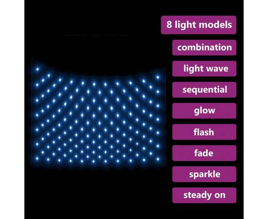 Plasă lumini de crăciun 204 led-uri, albastru, 3x2 m, int./ext., 4 image