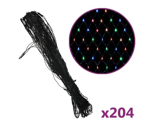 Plasă lumini de crăciun 204 led-uri colorată 3x2 m, int./ext., 2 image