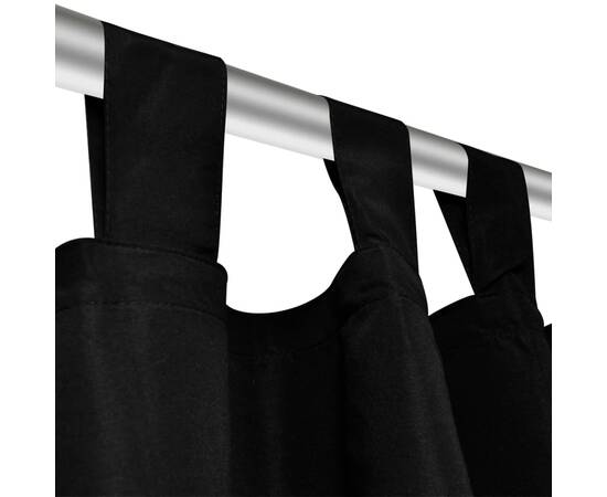 Draperii micro-satin cu bride, 2 buc, 140 x 175 cm, negru, 4 image