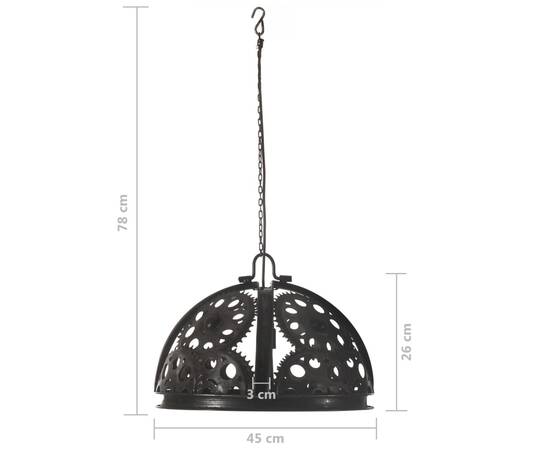 Lampă de tavan industrială cu lanț, model roată, 45 cm, e27, 7 image