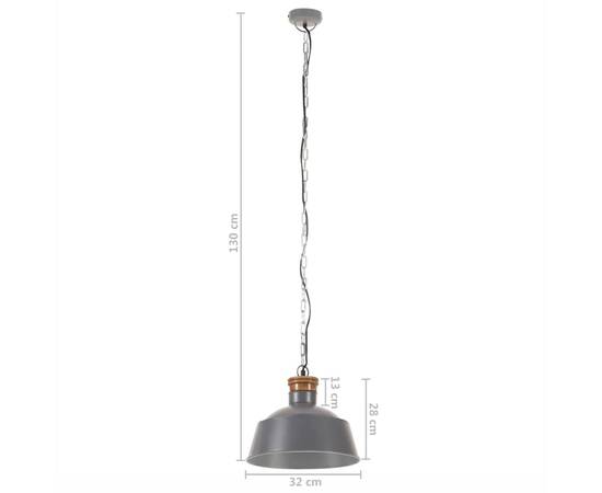 Lampă suspendată industrială, gri, 32 cm, e27, 10 image