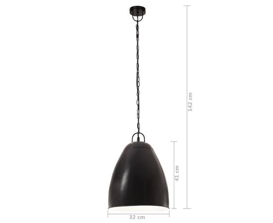 Lampă suspendată industrială, negru, 32 cm, e27, rotund, 25 w, 9 image