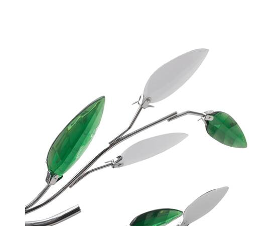 Plafoniera verde/albă, cu brațe frunze cristal acrilic, 5 becuri e14, 3 image