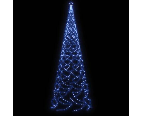 Pom de crăciun cu stâlp de metal, 1400 led-uri, albastru, 5 m, 4 image