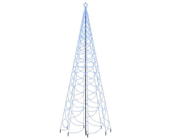 Pom de crăciun cu stâlp de metal, 1400 led-uri, albastru, 5 m, 2 image