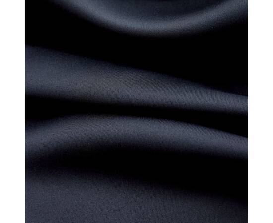 Draperie opacă cu inele metalice, negru, 290 x 245 cm, 4 image