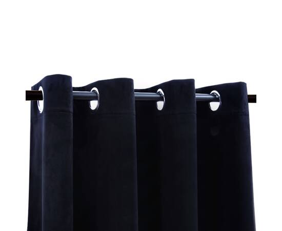 Draperii opace cu inele, 2 buc., negru, 140 x 175 cm, catifea, 3 image