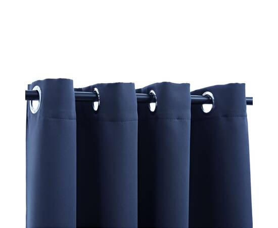 Draperii opace cu inele metalice, 2 buc, albastru, 140 x 175 cm, 3 image