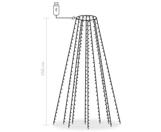 Instalație brad de crăciun cu 250 led-uri, multicolor, 250 cm, 8 image