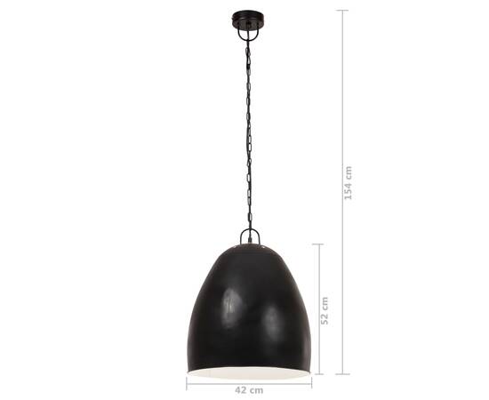 Lampă suspendată industrială, negru, 42 cm, rotund, 25 w, e27, 9 image