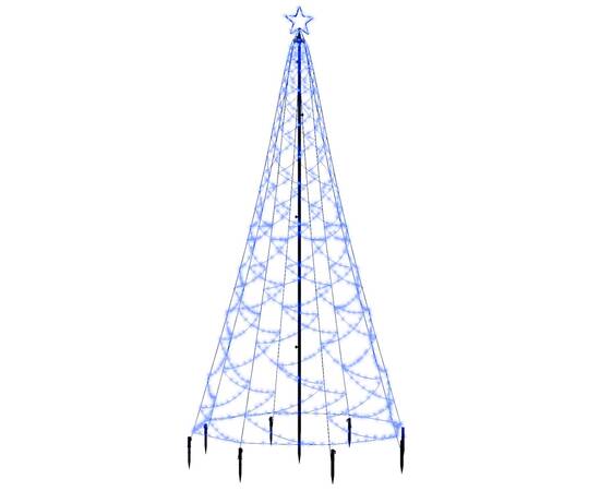 Pom de crăciun cu stâlp de metal, 500 led-uri, albastru, 3 m, 2 image