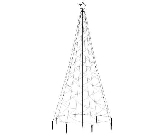 Pom de crăciun cu stâlp de metal, 500 led-uri, albastru, 3 m, 3 image