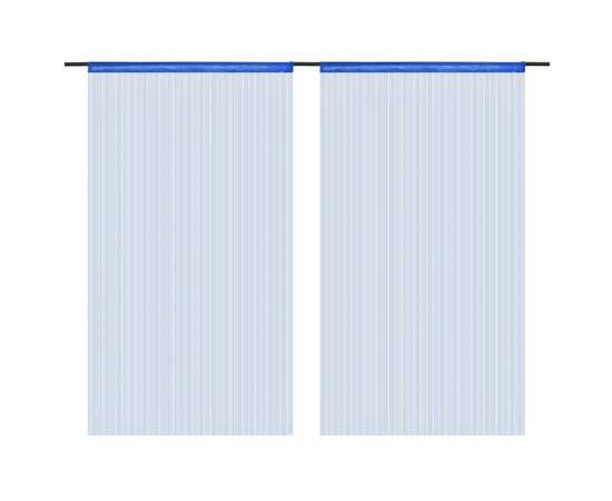 Draperii cu franjuri, 2 buc., 100 x 250 cm, albastru, 2 image