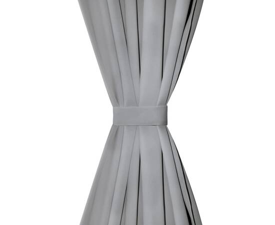 Draperii micro-satin cu bride, 2 buc, 140 x 175 cm, gri, 3 image