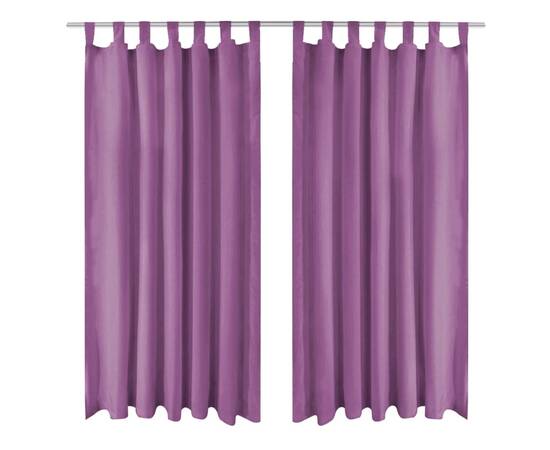 Draperii micro-satin cu bride, 2 buc, 140 x 245 cm, violet