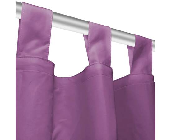 Draperii micro-satin cu bride, 2 buc, 140 x 245 cm, violet, 4 image