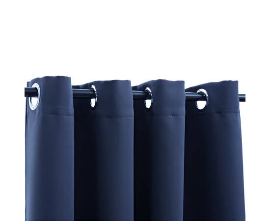 Draperii opace cu inele metalice, 2 buc, albastru, 140 x 245 cm, 3 image