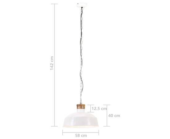 Lampă suspendată industrială, alb, 58 cm, e27, 8 image