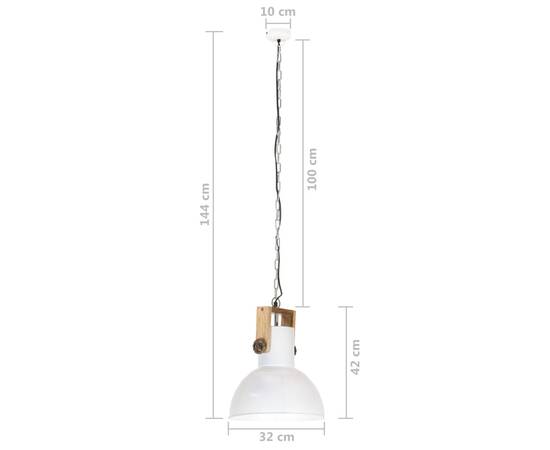 Lampă suspendată industrială 25 w alb, 32 cm, mango e27, rotund, 11 image