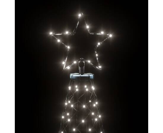 Pom de crăciun cu stâlp de metal, 500 led-uri, alb rece, 3 m, 6 image