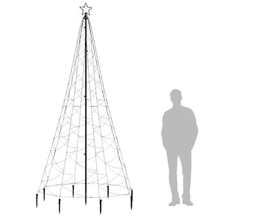 Pom de crăciun cu stâlp de metal, 500 led-uri, alb rece, 3 m, 10 image