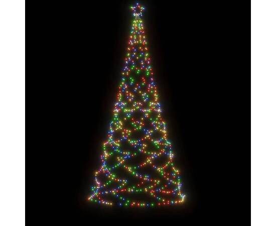 Pom de crăciun cu stâlp de metal, 500 led-uri colorate, 3 m, 4 image