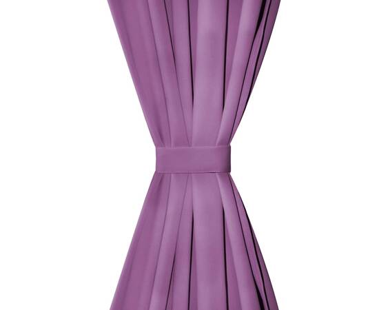 Draperii micro-satin cu bride, 2 buc, 140 x 175 cm, violet, 3 image