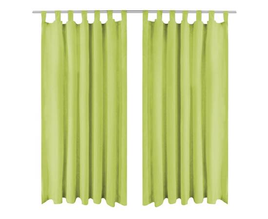 Draperii micro-satin cu bride, 2 buc, verde, 140 x 225 cm