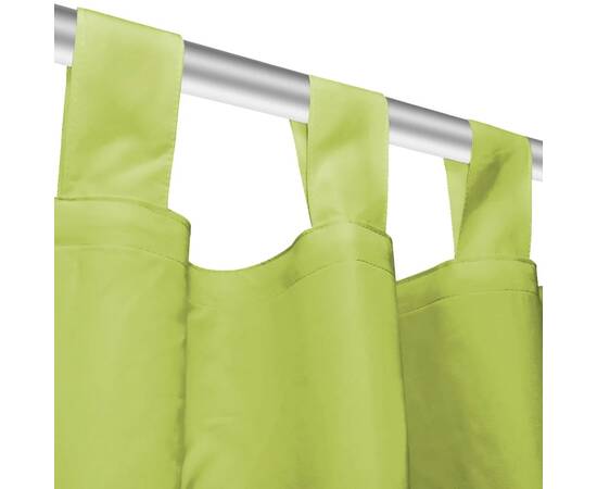 Draperii micro-satin cu bride, 2 buc, verde, 140 x 225 cm, 3 image