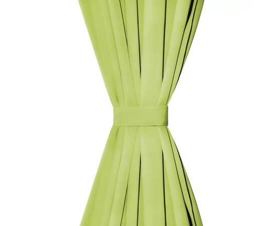 Draperii micro-satin cu bride, 2 buc, verde, 140 x 225 cm, 4 image