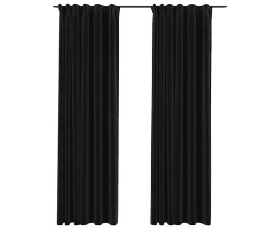 Draperii opace aspect in, cârlige, 2 buc., antracit, 140x245 cm, 2 image