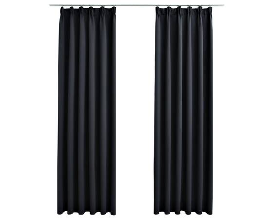 Draperii opace cu cârlige, 2 buc., negru, 140 x 225 cm, 2 image