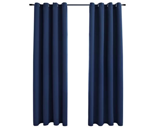 Draperii opace cu inele metalice, 2 buc, albastru, 140 x 225 cm, 2 image