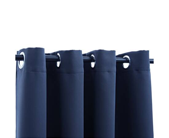 Draperii opace cu inele metalice, 2 buc, albastru, 140 x 225 cm, 3 image