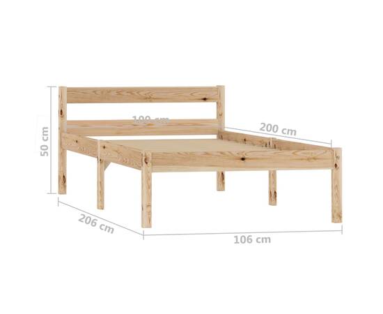 Cadru de pat, 100 x 200 cm, lemn masiv de pin, 7 image