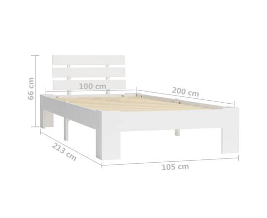 Cadru de pat, alb, 100 x 200 cm, lemn masiv de pin, 7 image