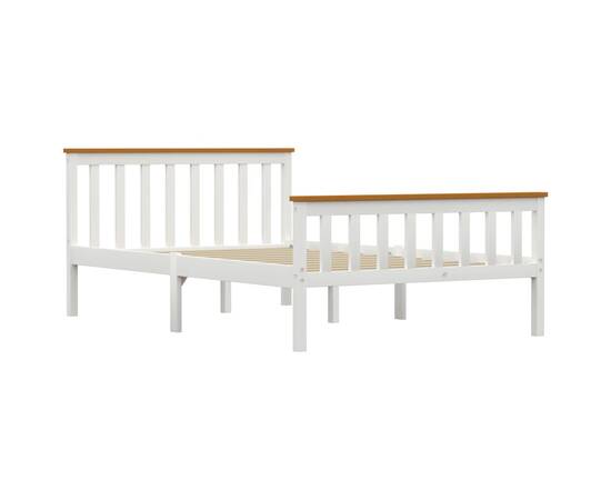 Cadru de pat, alb, 120 x 200 cm, lemn masiv de pin, 2 image
